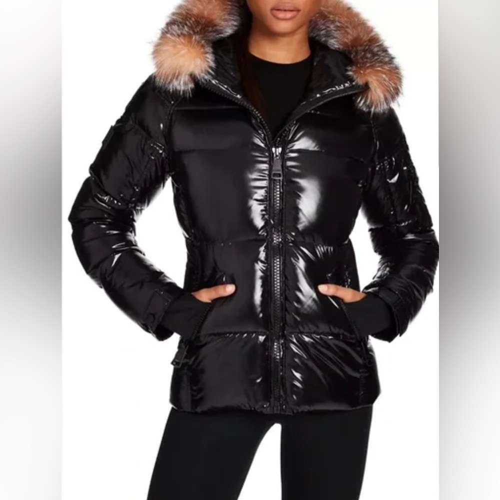 SAM. Black Puffer Jacket with Fur Hood
